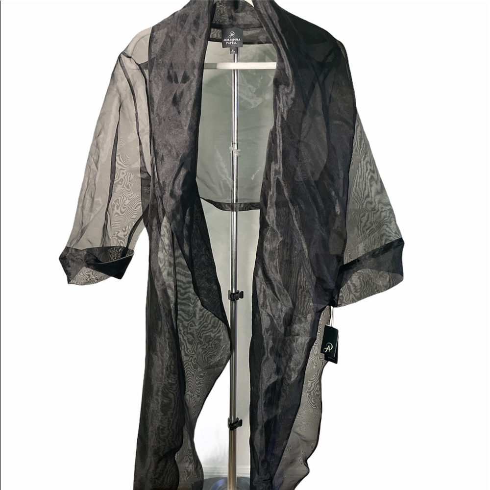 Adrianna Papell Black Sheer Wrap Jacket Size 3x